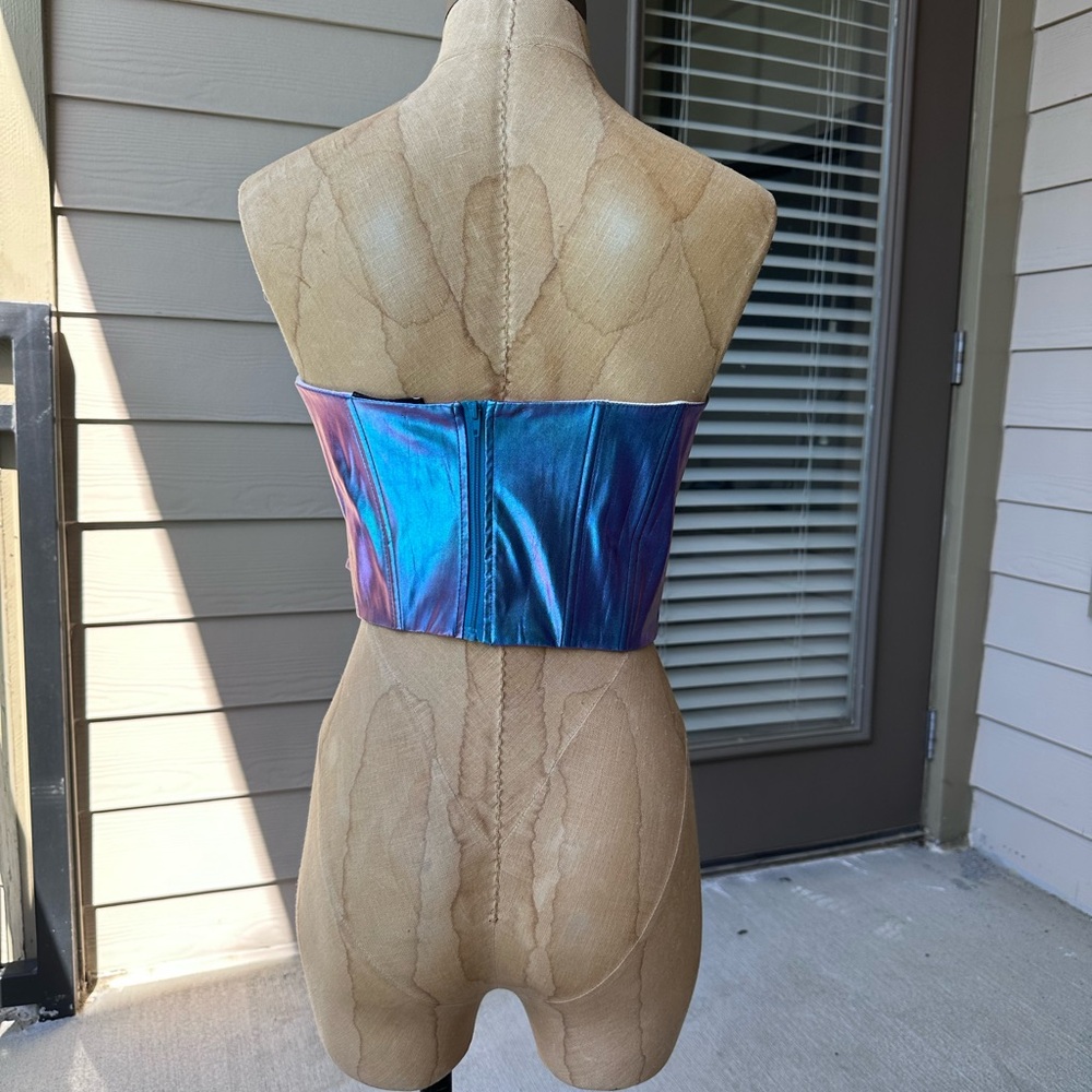 Iridescent Blue Corset Top - Picture 2 of 3